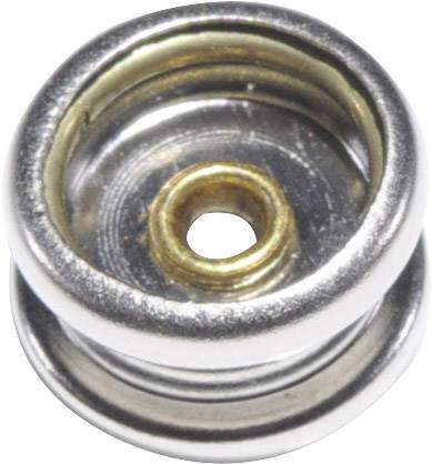 Un anneau en argent avec un petit anneau en or au centre. L'anneau a une surface lisse et uniforme.
