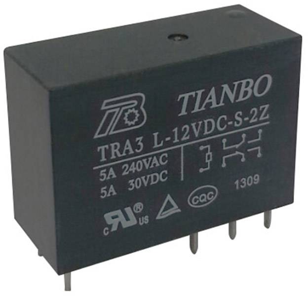 Tianbo Electronics TRA3 L-12VDC-S-2Z Relais pour circuits imprimés 12 V/DC 8 A 2 inverseurs (RT)