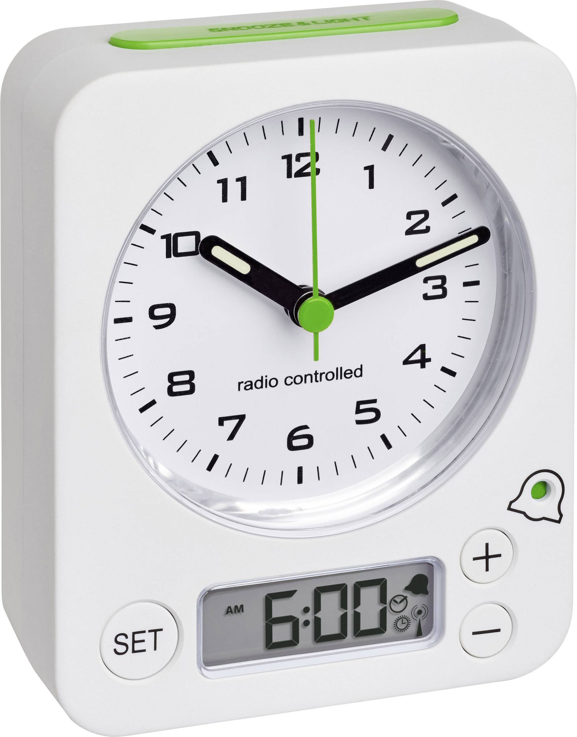 Réveil radiopiloté(e) TFA Dostmann 60.1511.02 analogique blanc