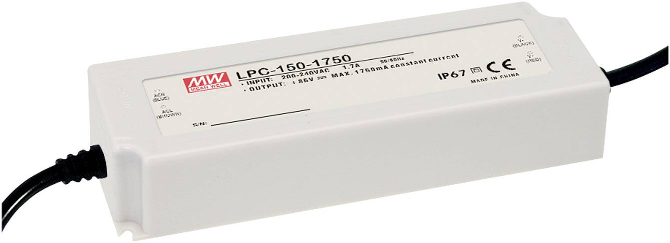 Driver LED Mean Well LPC-150-1400 151.2 W 54-108 V 1400 mA Courant constant