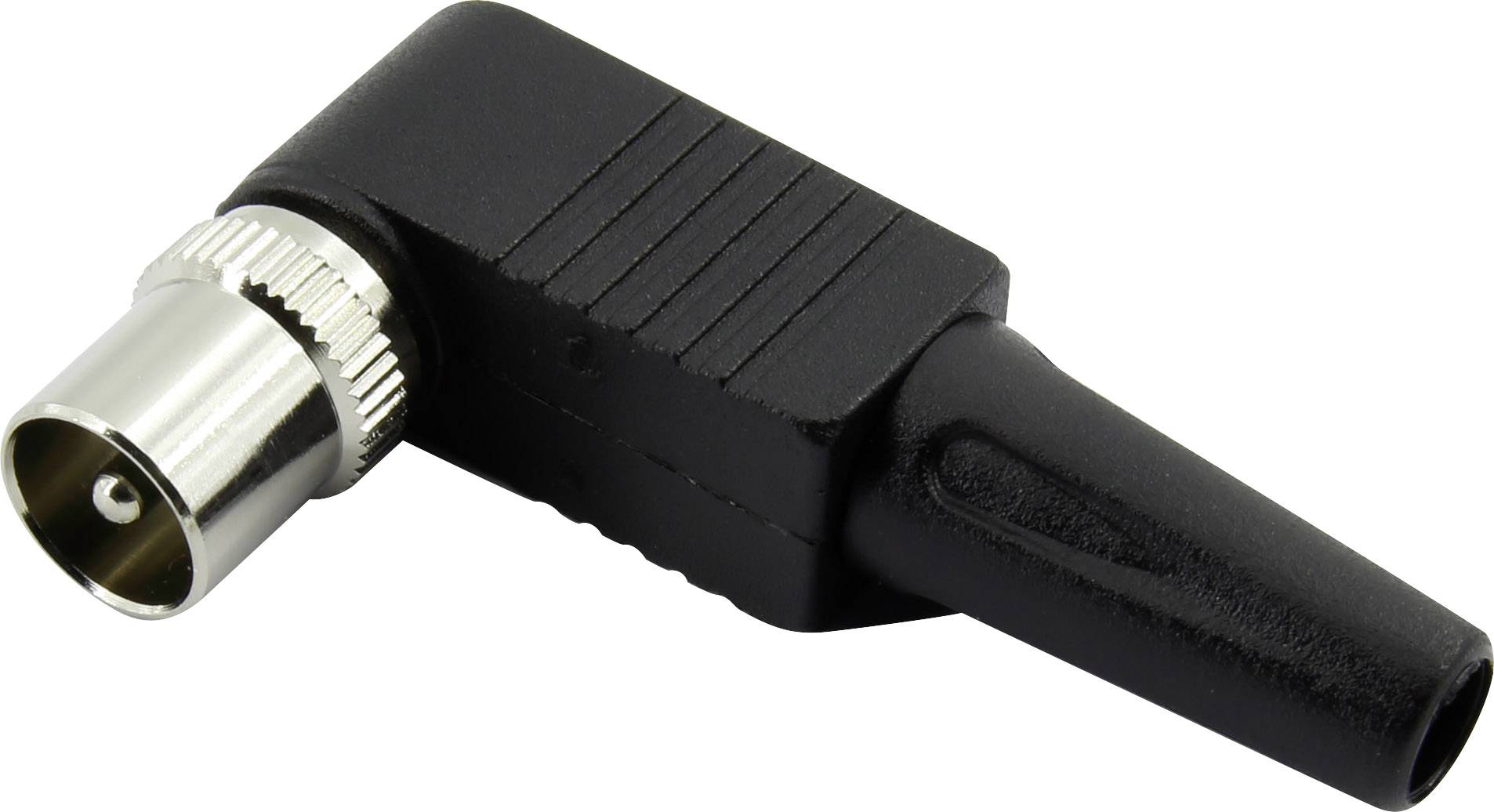 Connecteur coaxial avec adaptateur à angle droit et poignée striée