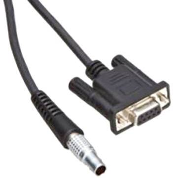 Câble gris-noir avec connecteur VGA et fiche ronde, potentiellement utilisé pour connecter des appareils tels que des ordinateurs ou des écrans.