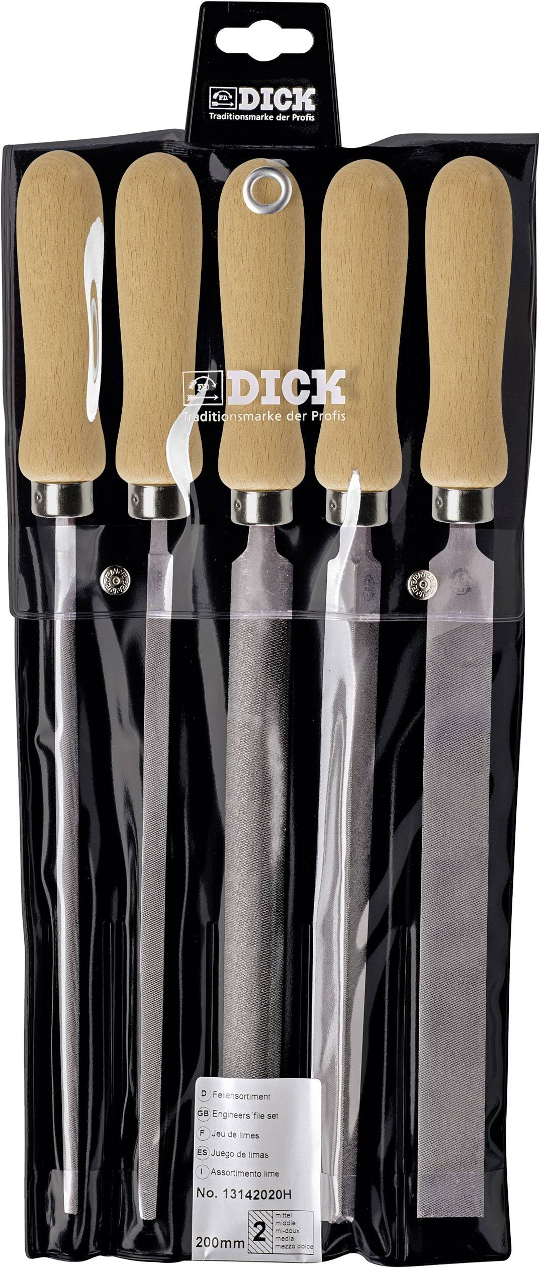 Set limes atelier 5 pcs avec manche bois Dick 13142020H