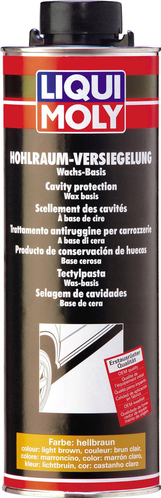 Aérosol de protection des cavités 'LIQUI MOLY', base de cire, pour la conservation des cavités de véhicules, avec indication de couleur : brun clair.