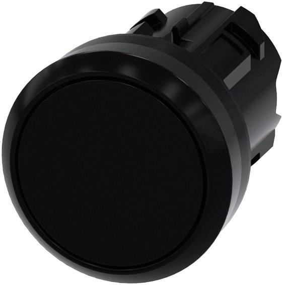 Bouton-poussoir rond, noir, sans inscription ni symbole, utilisé comme interrupteur dans des appareils électroniques.