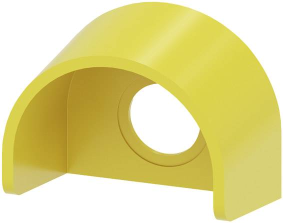 Couvercle de protection en plastique jaune avec une ouverture circulaire au centre, utilisé à des fins de sécurité dans des environnements industriels.