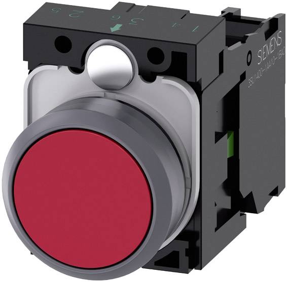 Siemens 3SU1130-0AB20-1BA0 Bouton poussoir à pression collerette plastique, actionneur plat rouge 1 pc(s)
