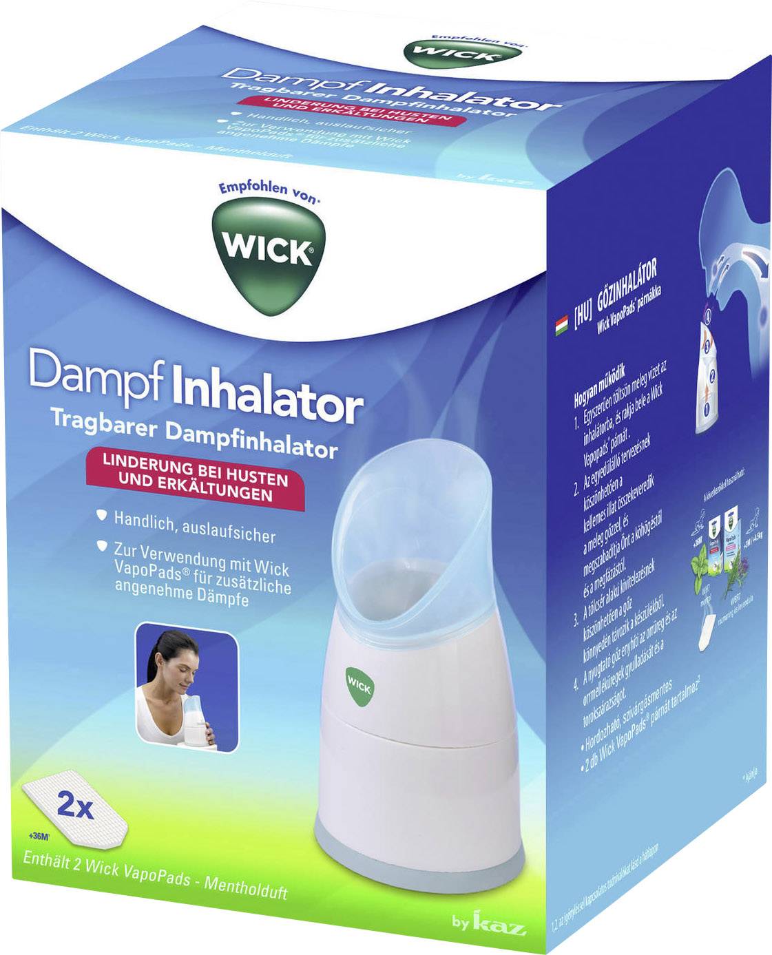 Inhalateur à vapeur Vicks, appareil portable pour soulager la toux et les rhumes. Contient 2 VapoPads à la menthe.