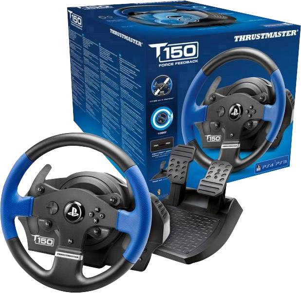 Thrustmaster T150 RS Force Feedback Volant USB 2.0 PlayStation 3, PlayStation 4, PC noir, bleu avec pédales