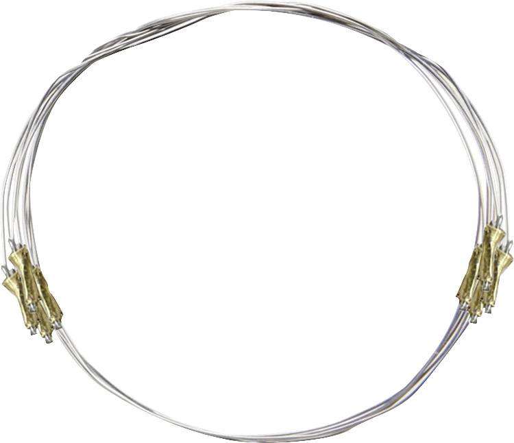Un cercle de fils d'argent brillants avec des extrémités dorées disposées à intervalles réguliers.