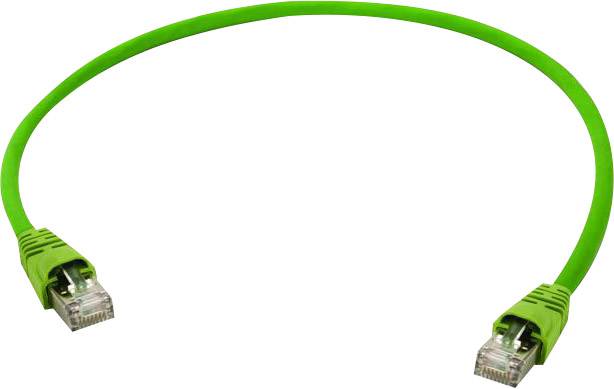 Câble réseau vert avec connecteurs RJ45 aux deux extrémités, utilisé pour connecter des appareils réseau tels que des ordinateurs et des routeurs.
