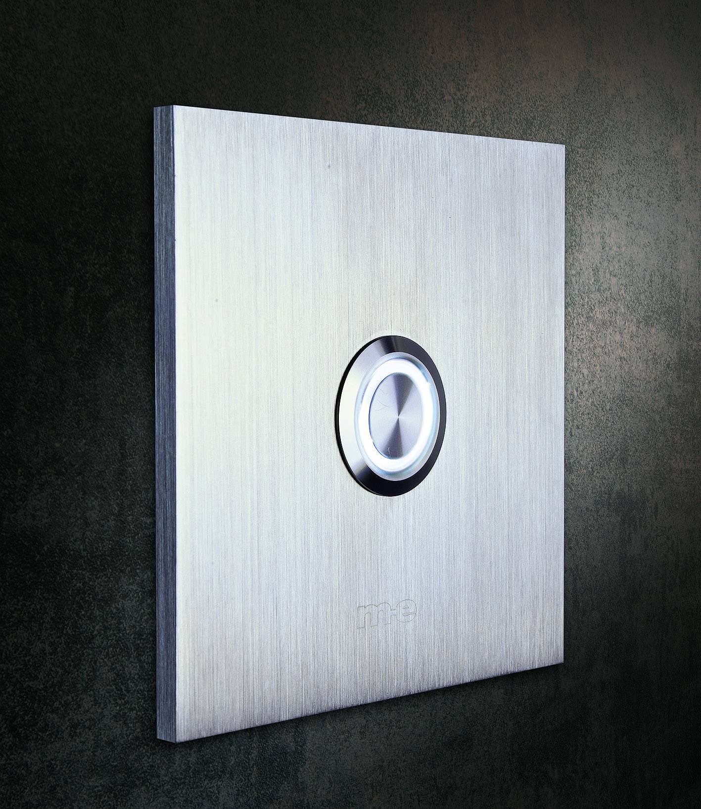 Plaque de sonnette simple m-e modern-electronics 41012 argent 8-24 V AC/DC/1 A