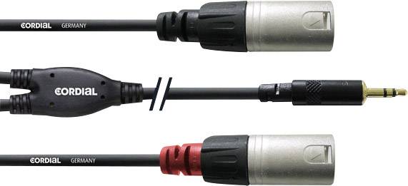 Câble adaptateur audio [1x Jack mâle 3.5 mm - 2x XLR mâle] Cordial CFY 3 WMM noir 3.00 m