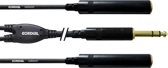 Cordial CFY0.3VKK Jack Câble adaptateur [1x Jack mâle 6.35 mm - 2x Jack femelle 6.35 mm] 30.00 cm noir