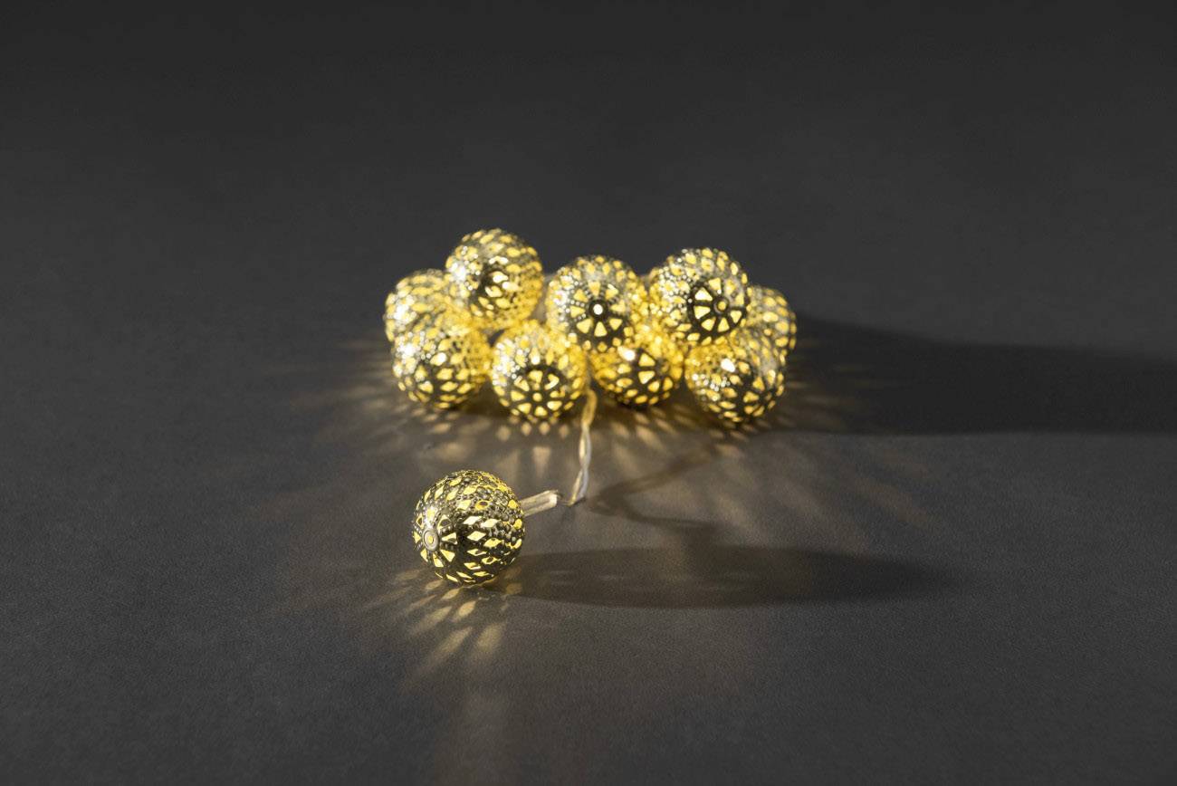Konstsmide 3188-803 Guirlande lumineuse à motifs boule pour l'intérieur à pile(s) Nombre de lumière 10 blanc chaud Longueu