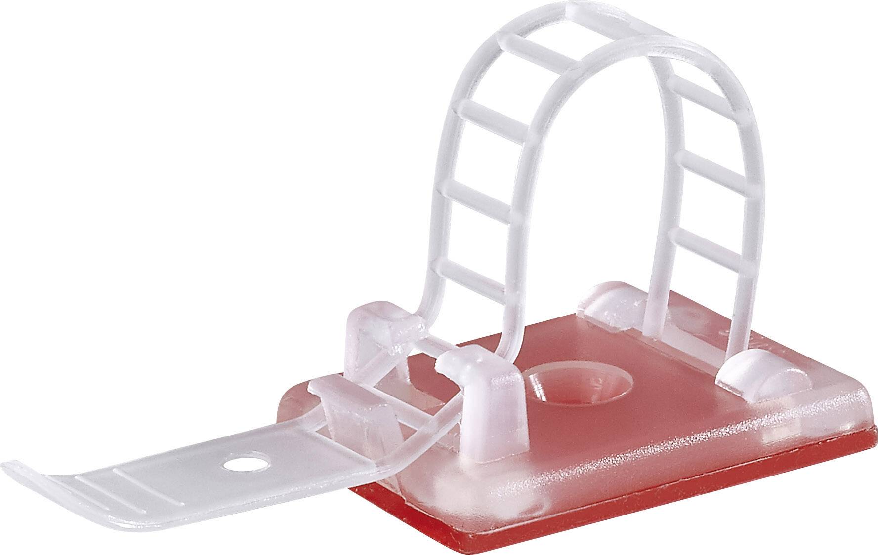 TRU COMPONENTS WCT-64TT Embase de fixation autocollant, vissable 1386625 Plage de Ø du faisceau 16 mm (max) avec attache