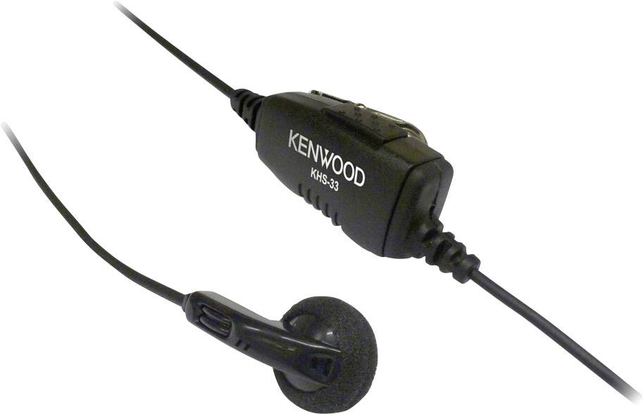 Écouteurs avec microphone, modèle Kenwood KHS-33, avec câble noir.