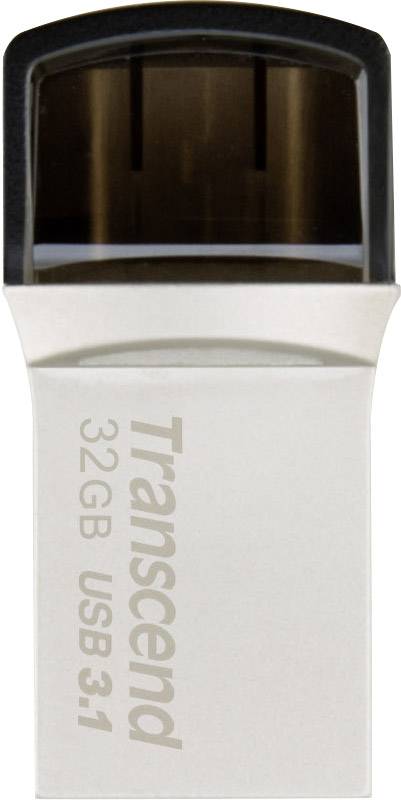 Mémoire supplémentaire USB pour smartphone/tablette Transcend JetFlash® 890 argent 32 GB USB 3.1 (2è gén.), USB-C®