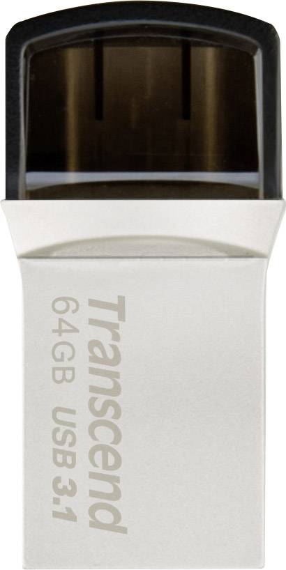Mémoire supplémentaire USB pour smartphone/tablette Transcend JetFlash® 890 argent 64 GB USB 3.1 (2è gén.), USB-C®
