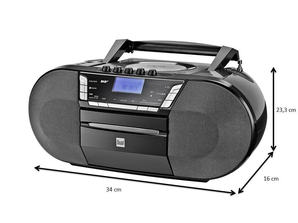 DAB+ Dual DAB-P 200 AUX, CD, Cassette, USB noir