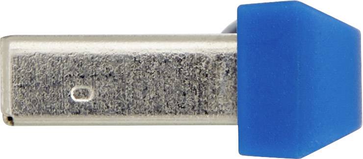 Une clé USB avec un capuchon bleu.