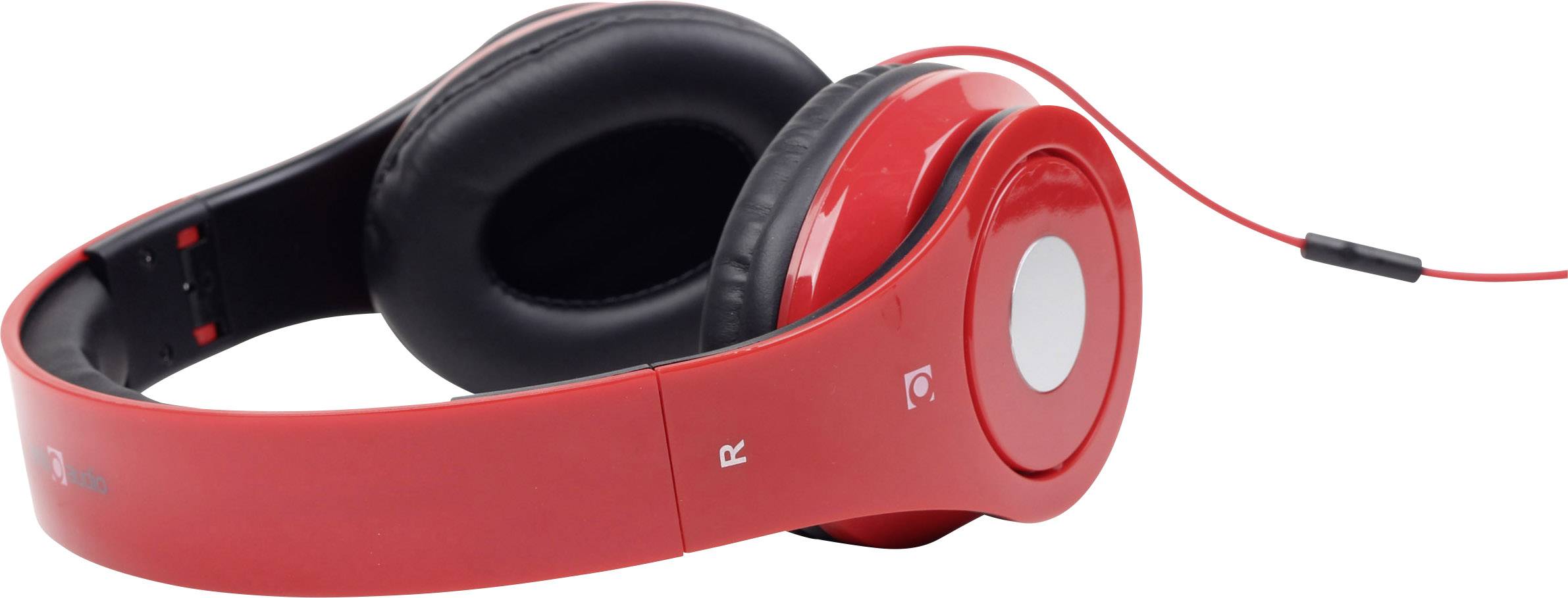 Casque supra-auriculaire filaire supra-aural Gembird Detroit pliable, micro-casque rouge