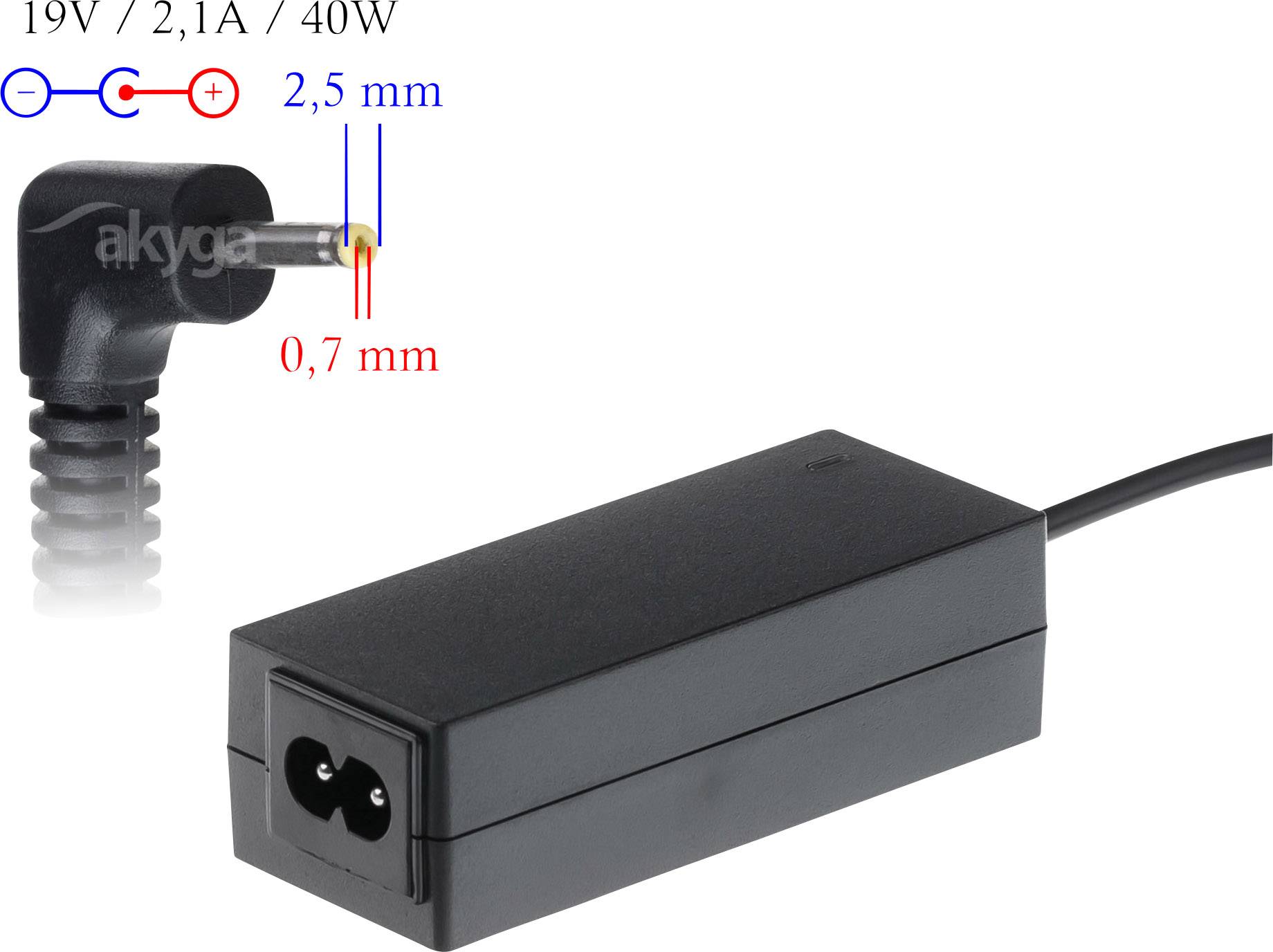 Alimentation PC portable Akyga AK-ND-23 sortie N/A 2.1 A 40 W 1 pc(s)