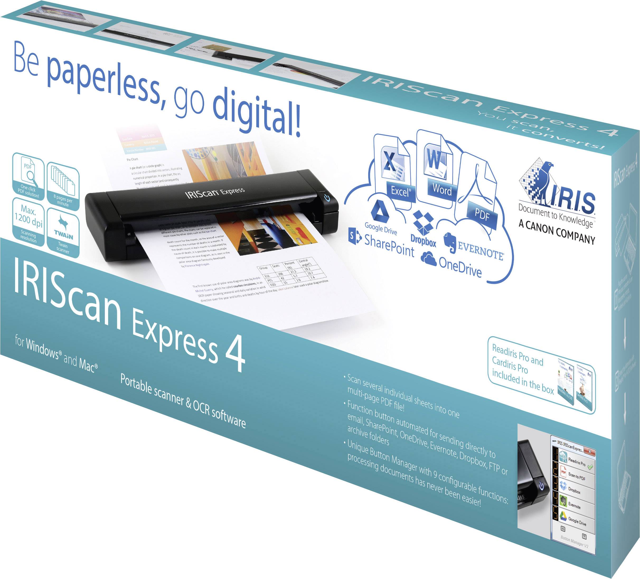 IRIS by Canon IRIScan™ Express 4 Scanner de documents A4 300 x 900 dpi USB