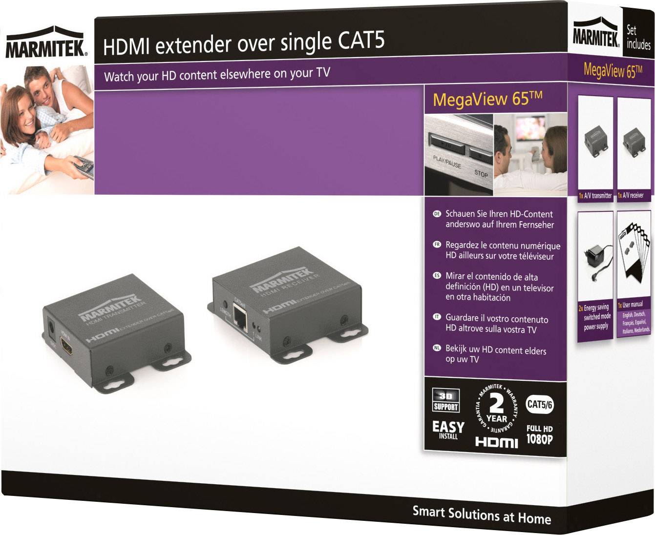 Marmitek MegaView 65 HDMI™ Répéteur (extension) câble réseau RJ45 40 m