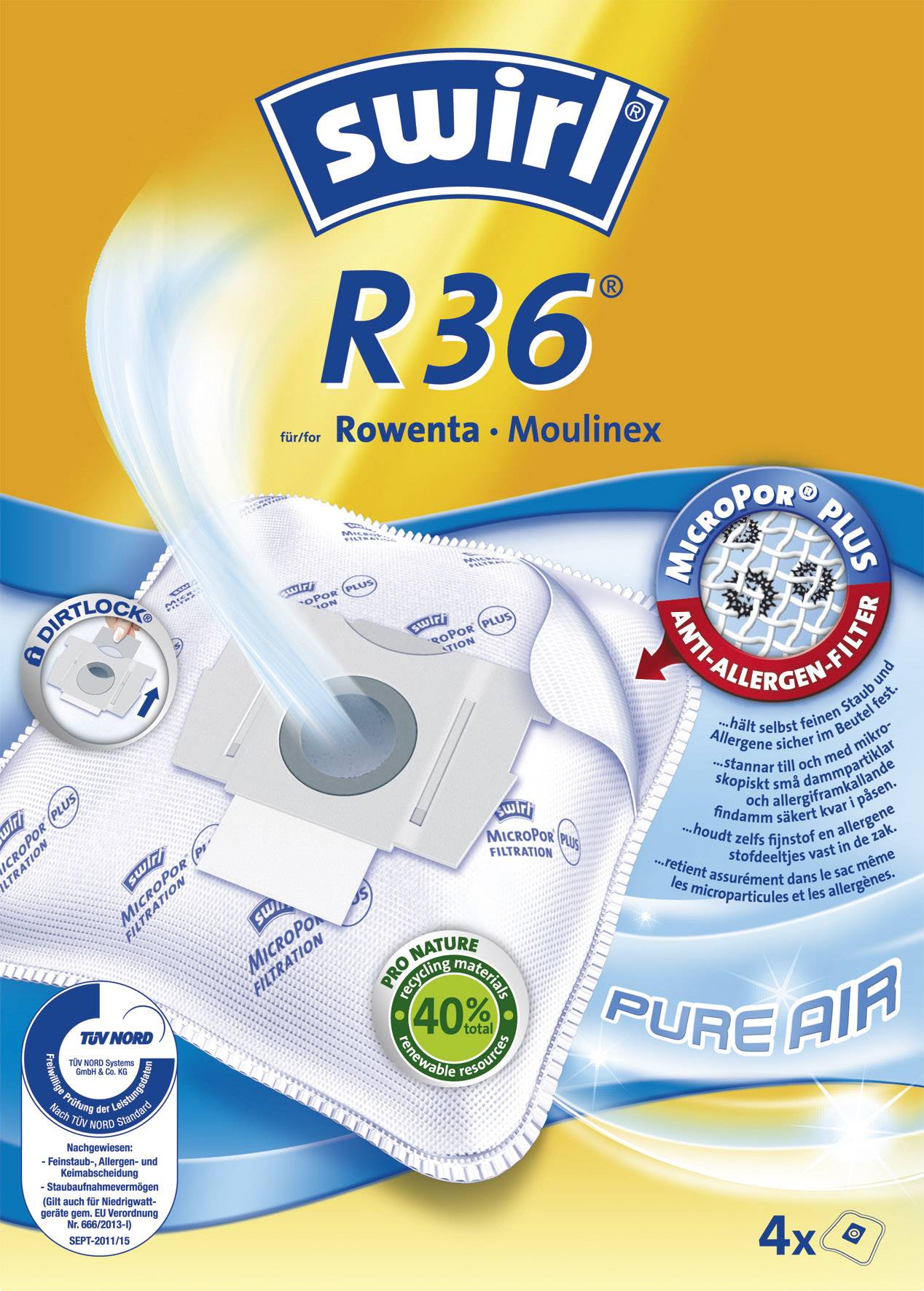 Swirl R36 AirSpace Sac pour aspirateur 4 pc(s)