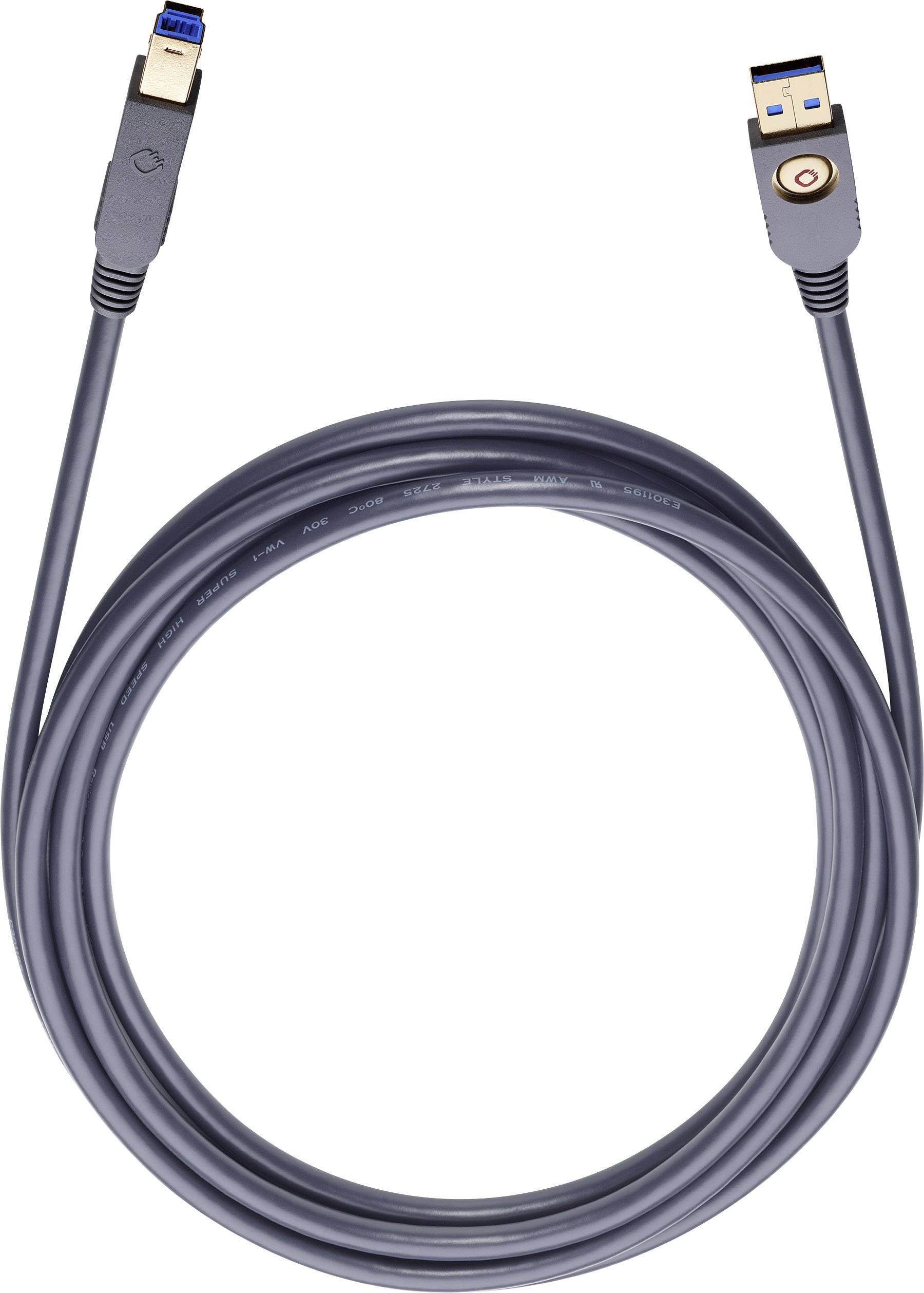 Oehlbach Câble USB USB 3.2 Gen1 (USB 3.0) USB-A mâle, USB-B mâle 7.50 m noir contacts dorés 9223