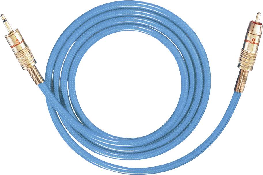 Cinch-RCA / Jack audio Câble de raccordement [1x Cinch-RCA mâle - 1x Jack mâle 3.5 mm] 5.00 m bleu contacts dorés Oehlbach NF 113