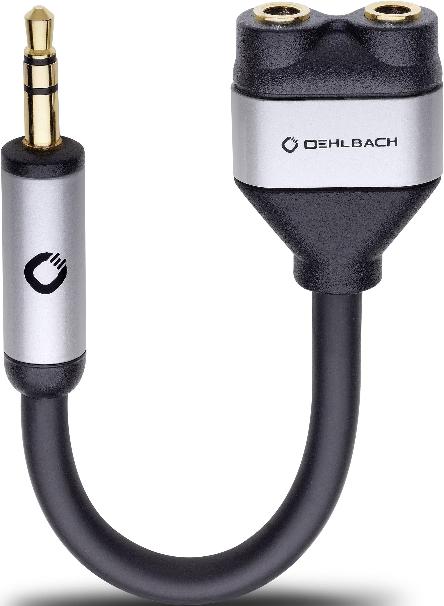 Oehlbach 60021 i-Connect J-AD Jack audio Adaptateur Y [1x Jack mâle 3.5 mm - 2x Jack femelle 3.5 mm] noir