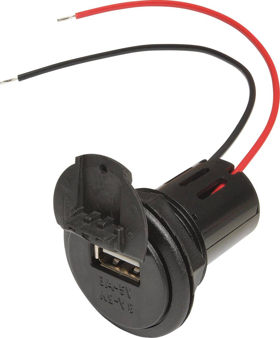 ProCar Prise d’alimentation USB encastrable avec cache Charge de courant max=3 A Convient pour (détails) USB-A Prise 12 V sur 5