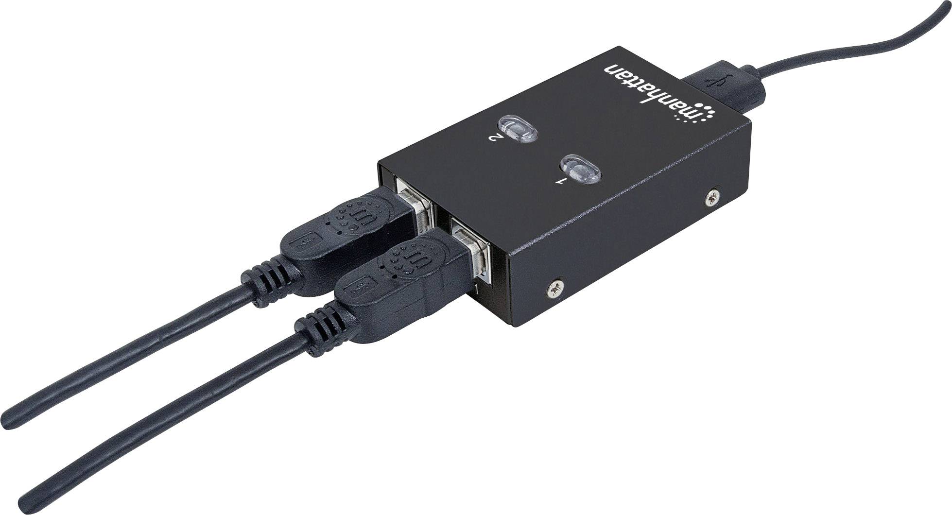 Manhattan 2 ports Switch USB 2.0 noir