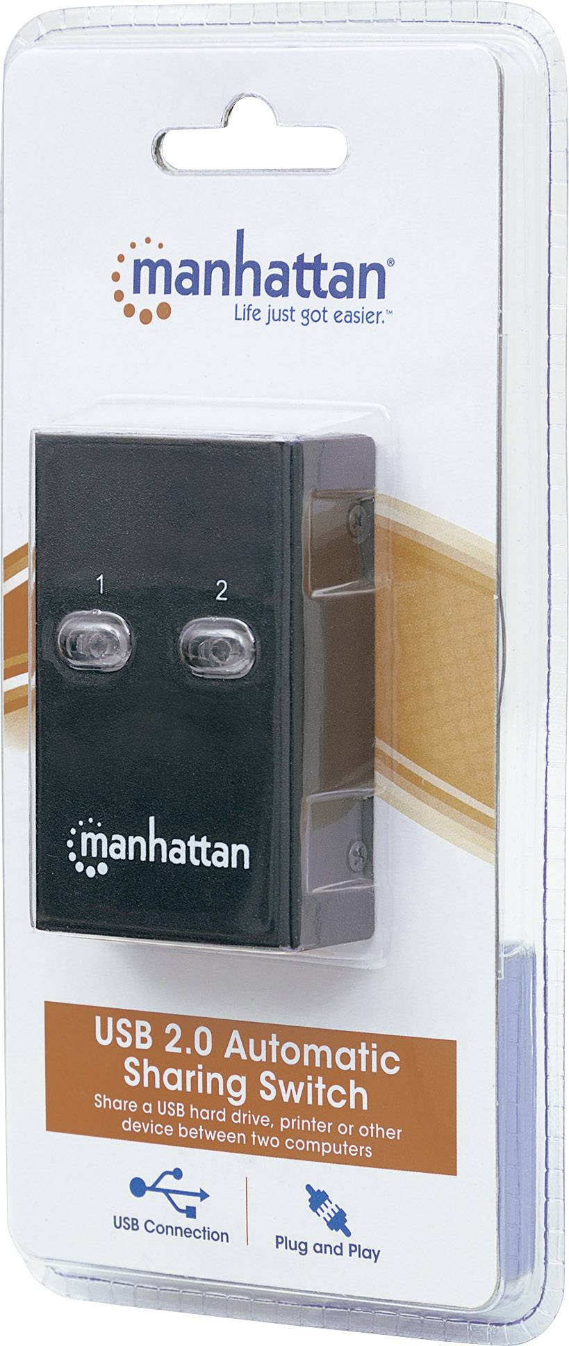 Manhattan 2 ports Switch USB 2.0 noir