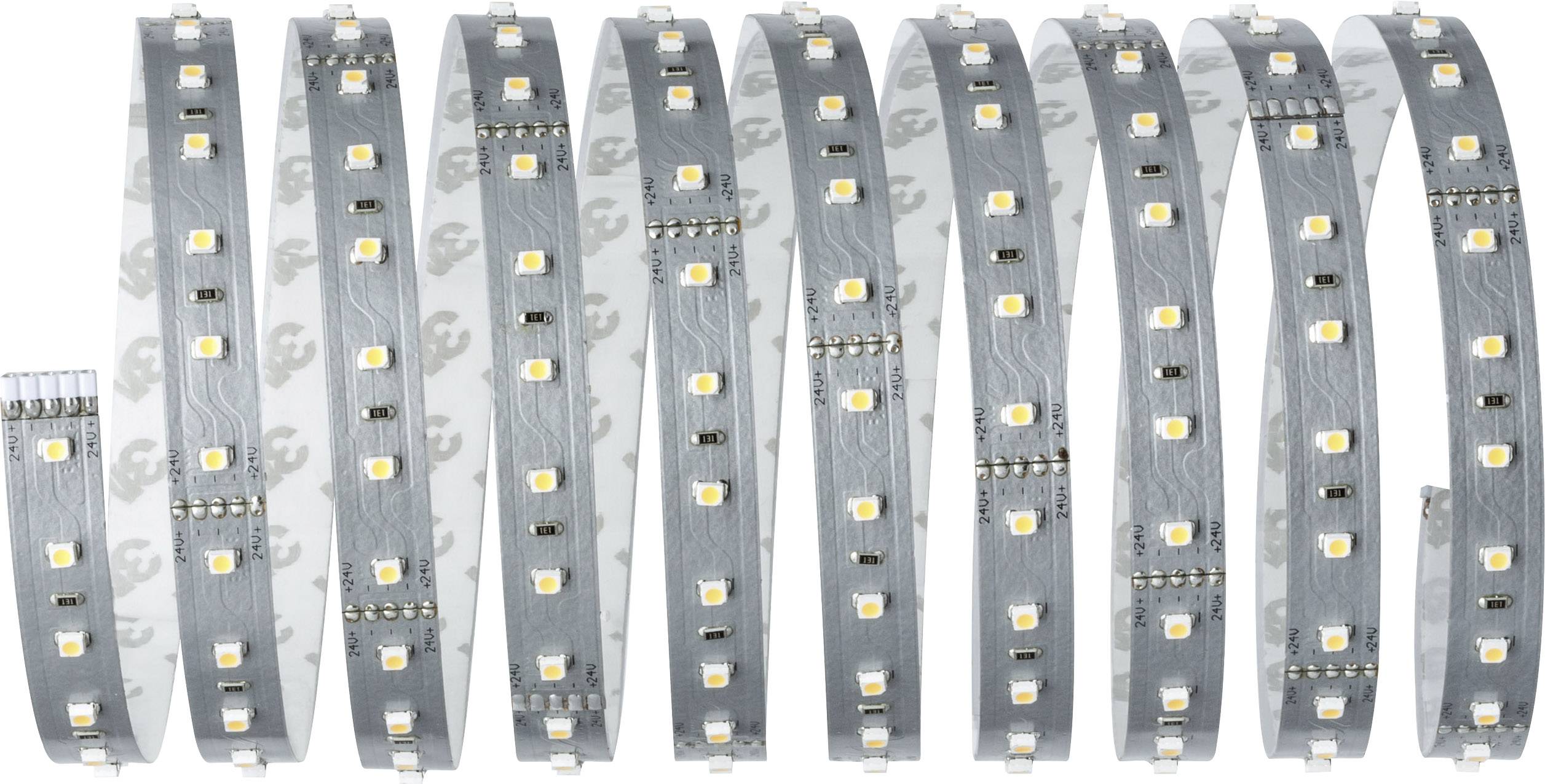 Rouleau de bande LED avec des diodes électroluminescentes blanches et jaunes sur un ruban flexible, adapté à l'éclairage et à la décoration.