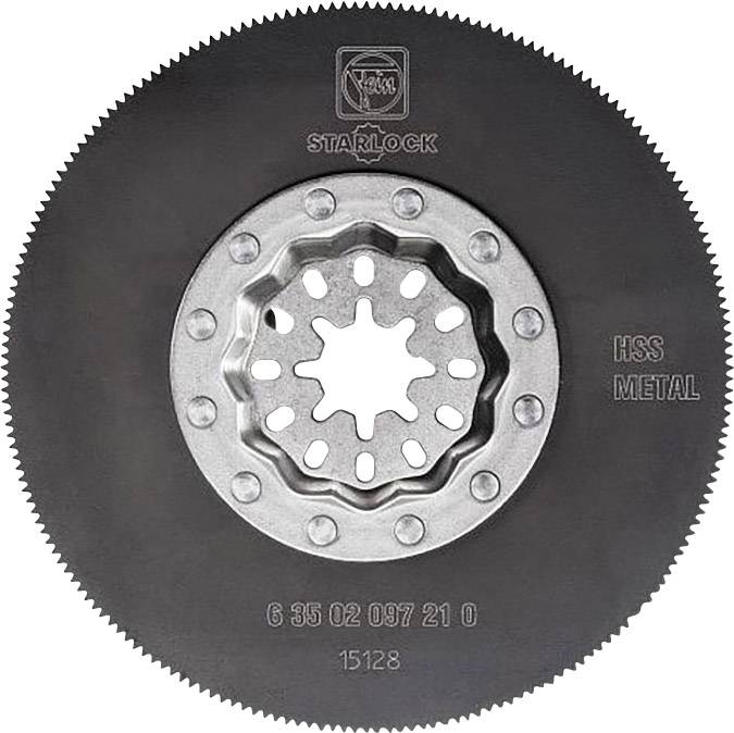 Lame de scie circulaire portant l'inscription 'Starlock HSS Metal'. Présente des dents en métal et est fabriquée dans un matériau robuste, adaptée aux travaux sur métaux.