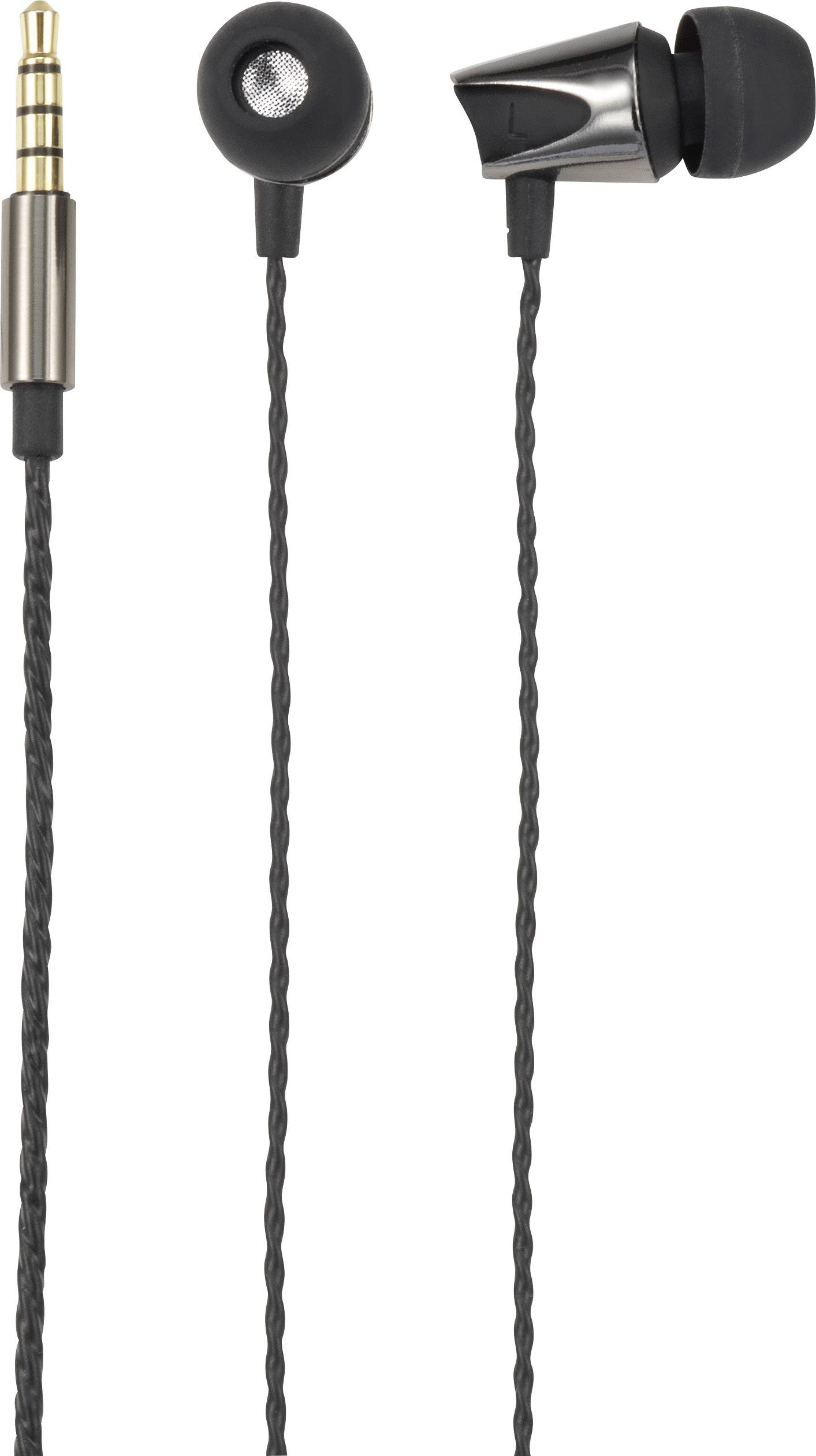 Renkforce Écouteurs intra-auriculaires filaire noir (métallisé) micro-casque