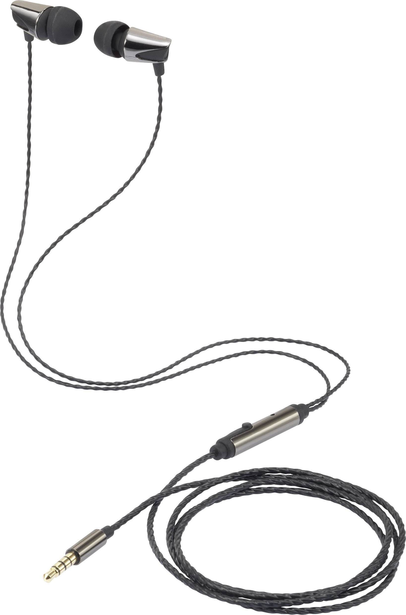 Renkforce Écouteurs intra-auriculaires filaire noir (métallisé) micro-casque
