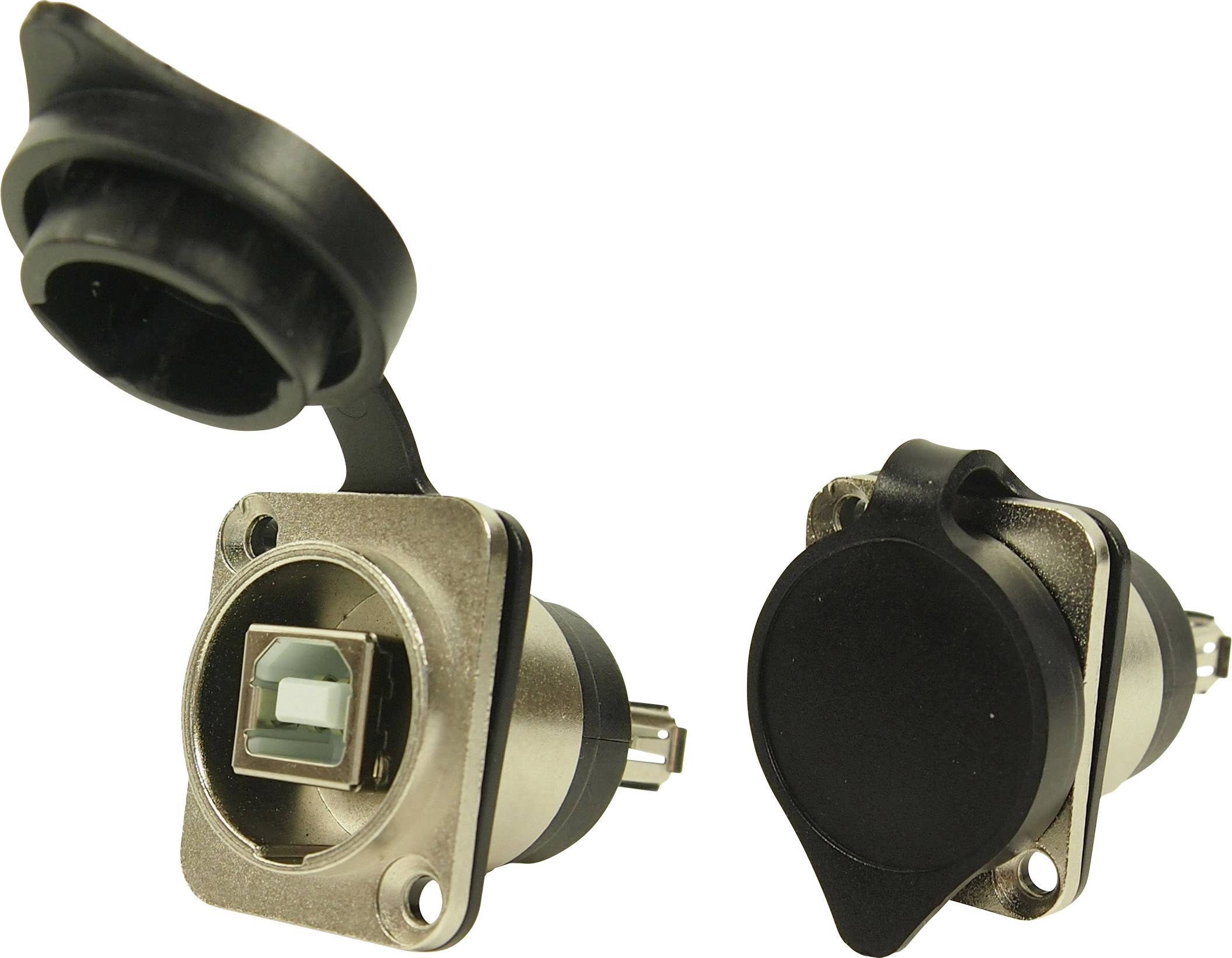 Deux connecteurs USB avec capuchon. À gauche, le port est ouvert, à droite fermé. Conçus pour des connexions de données fiables.