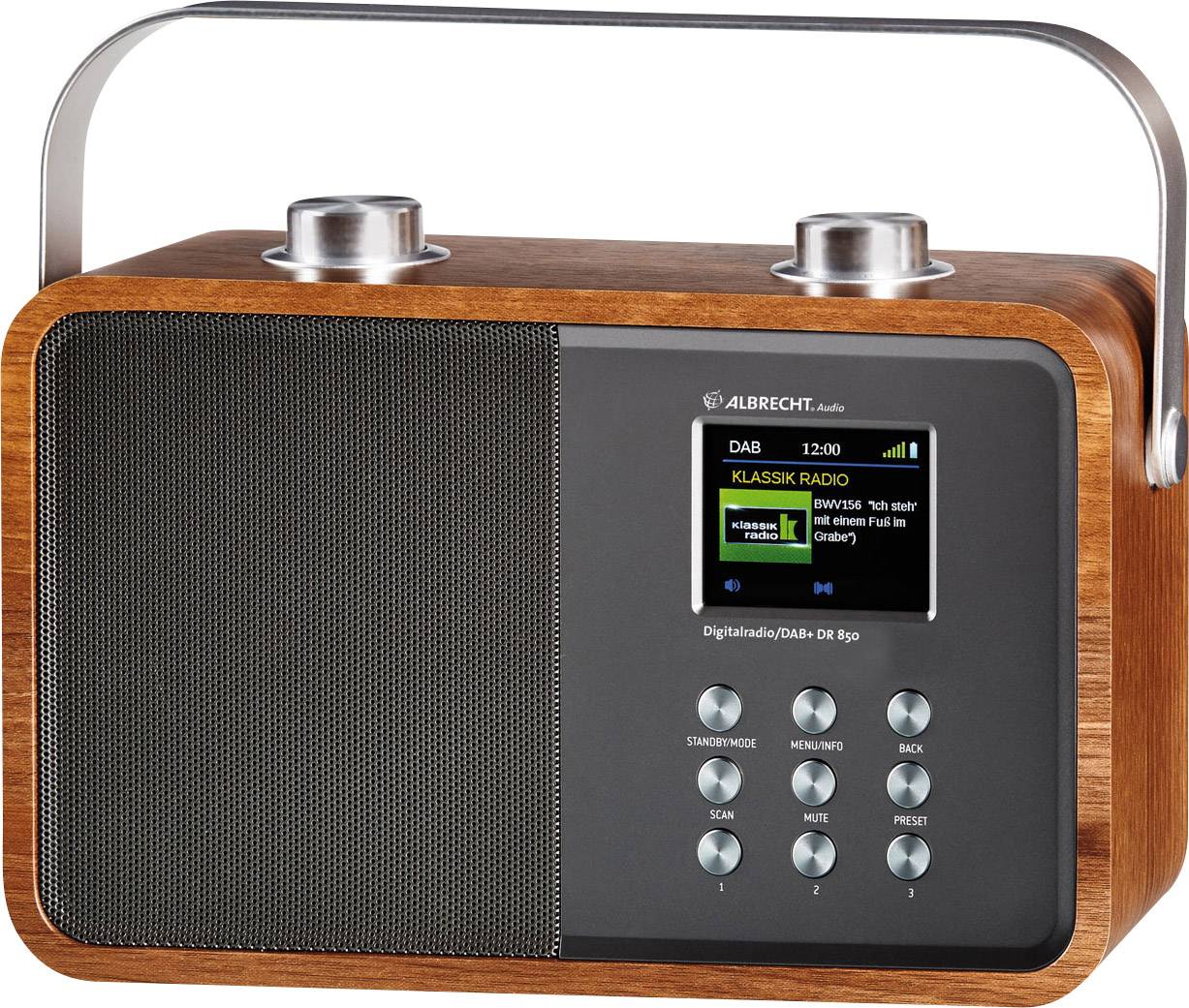 DAB+ Albrecht DR 850 AUX, Bluetooth bois, argent