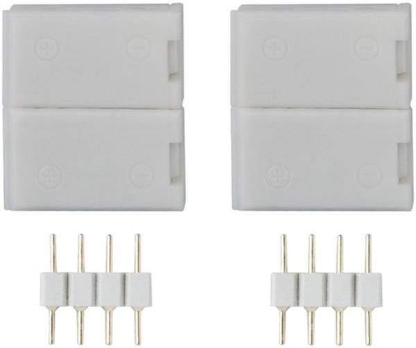 Deux connecteurs électriques blancs à trois broches sur un fond blanc. Ces fiches sont adaptées aux connexions électroniques.
