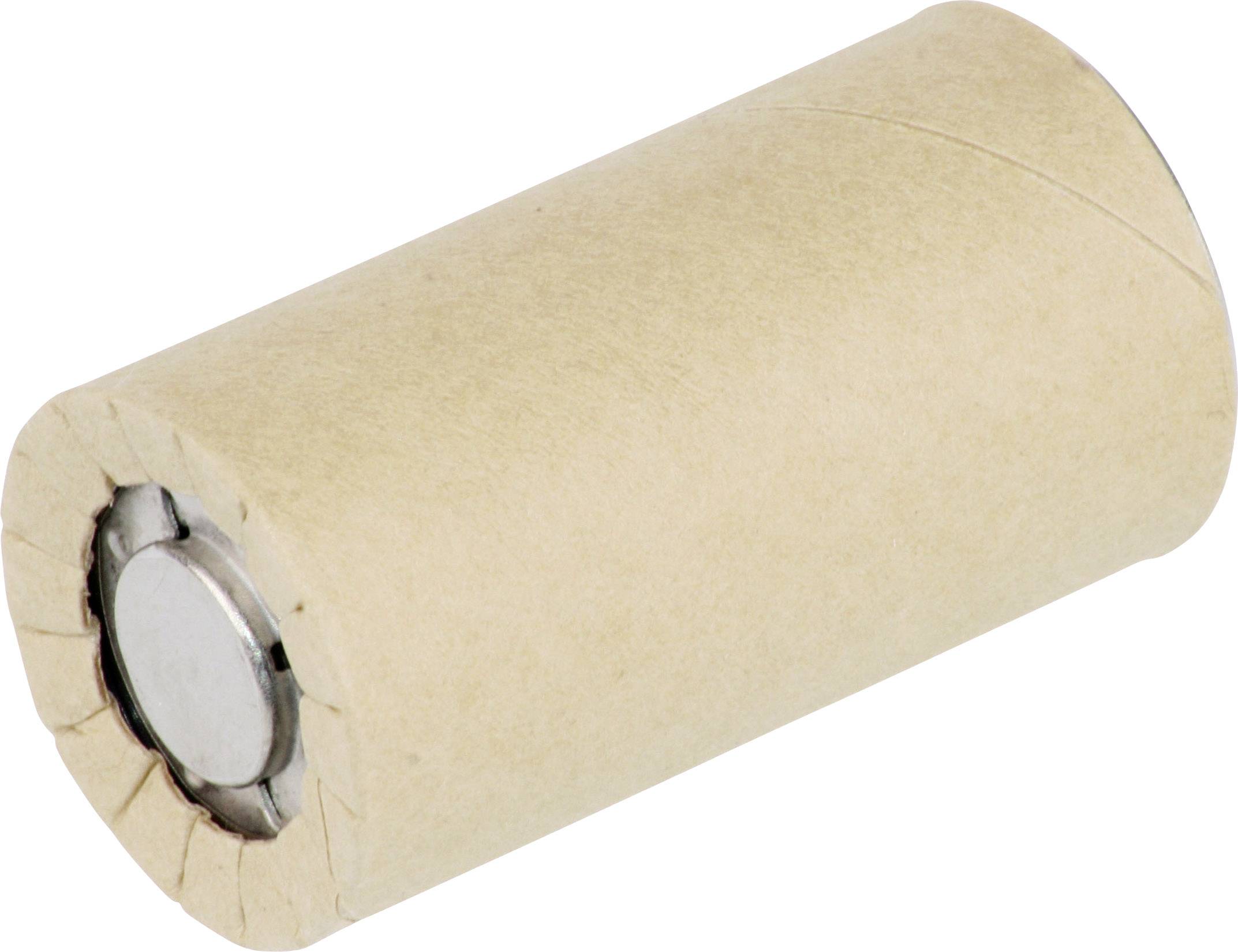 Un pack de batteries cylindrique enveloppé de papier brun et coiffé d'un capuchon métallique à une extrémité.
