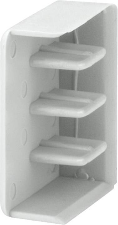 Pièce rectangulaire en plastique grise, comportant trois lamelles verticales ; utilisée comme grille de ventilation ou passe-câbles dans les boîtiers électroniques.