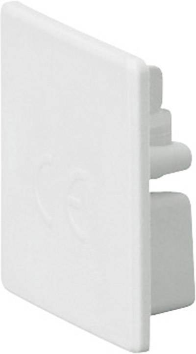 Couvercle en plastique blanc portant le marquage 'CE', vue de côté.