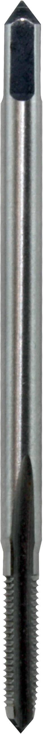 Un taraud hélicoïdal en argent avec un embout noir, adapté pour le perçage précis de surfaces métalliques.