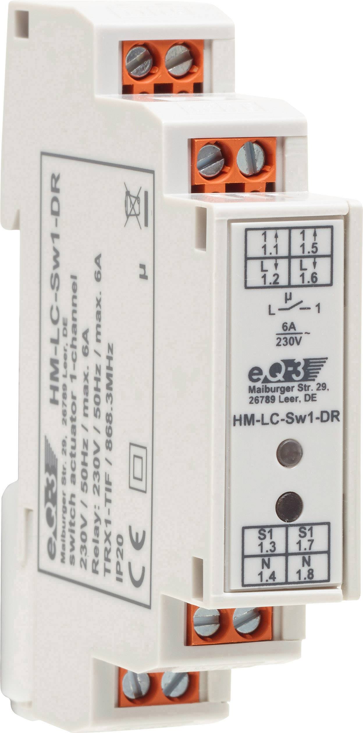 Actionneur de commutation Homematic 141378 HM-LC-Sw1-DR sans fil 1 canal profilé 1380 W