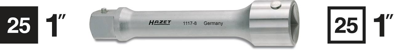 Une clé à ergots en argent Hazet, modèle 111/3, portant l'inscription 'Germany'. Entourée des dimensions : '25' et '1