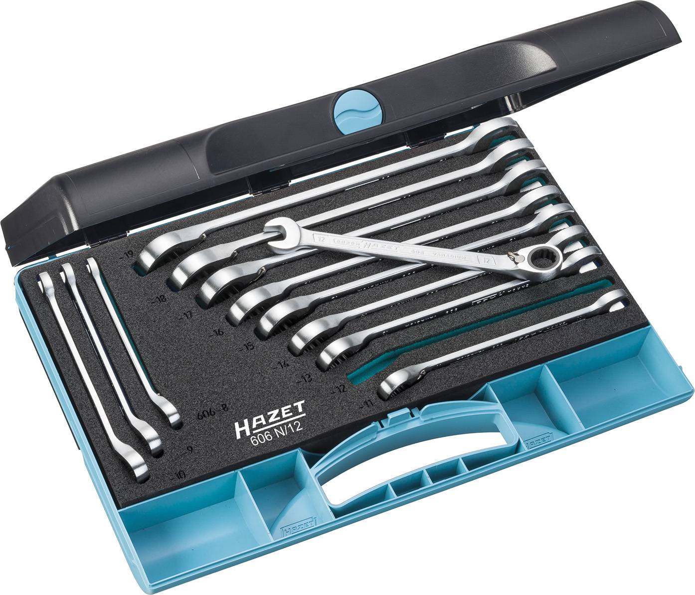 Hazet 606N/12 Jeu de clés mixtes à cliquet 12 pièces Ouverture de clé (métrique) 8 - 19 mm